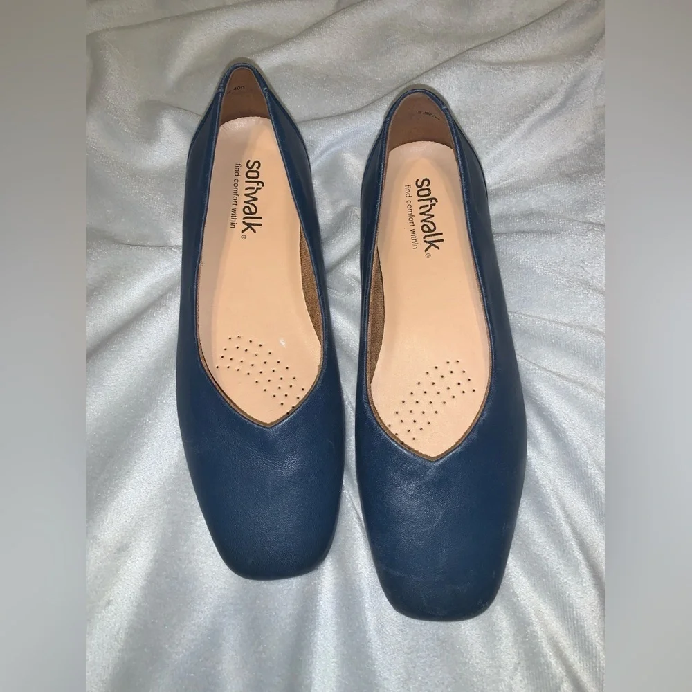 SoftWalk Vellore Women's Navy ballet Flats wide 8.5 W